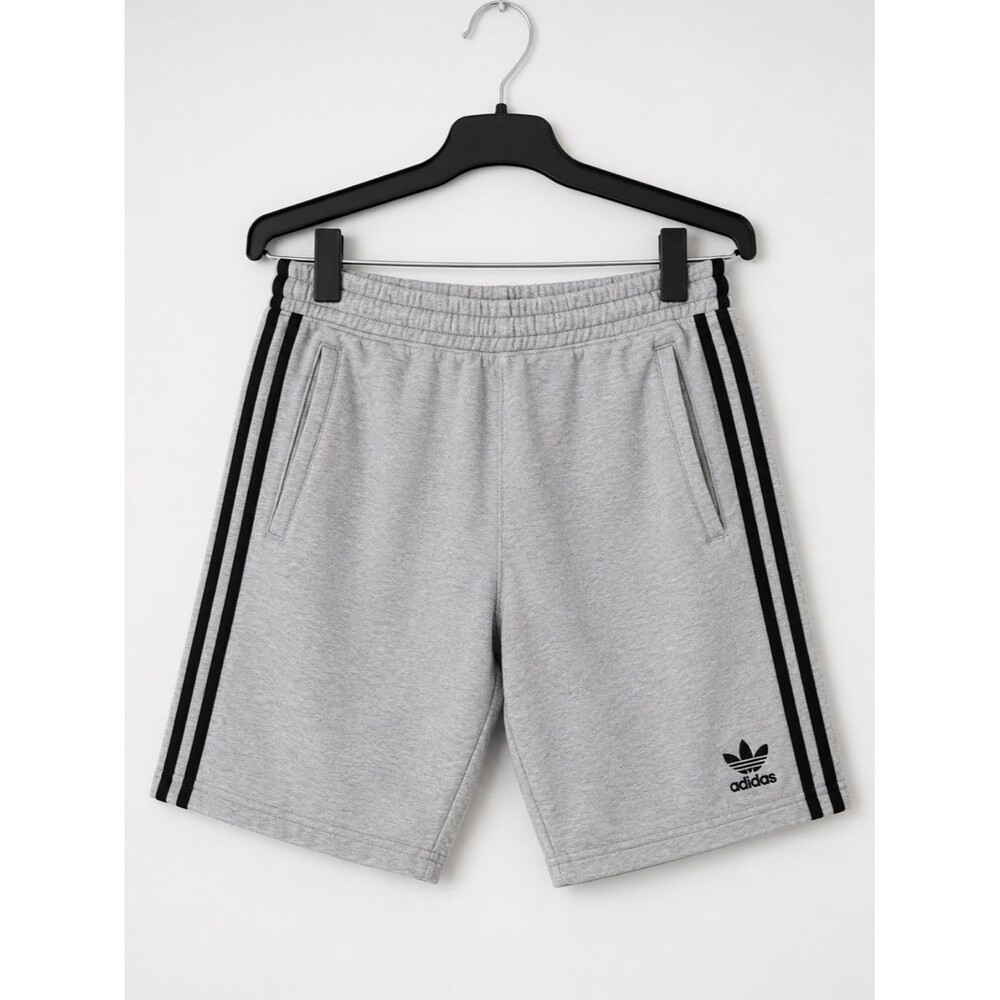 Adidas Originals Gray 3 Stripe Fleece Shorts Mens S Trefoil Logo Sweat Shorts